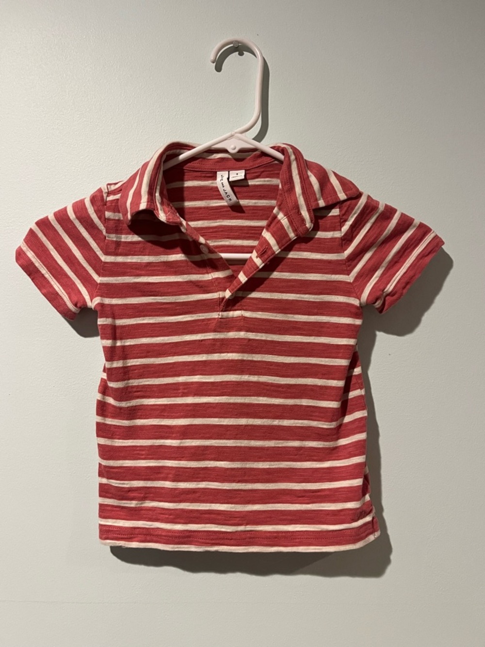 Janie and Jack Rose White Striped Polo Shirt 3T 100% Cotton Short Sleeve Spring